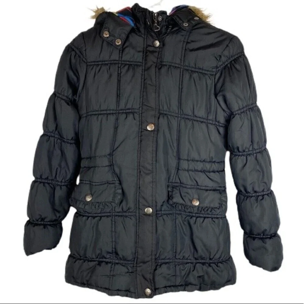 Urban Republic Girls Collection Puffer Jacket Large Black Hoodie Coat